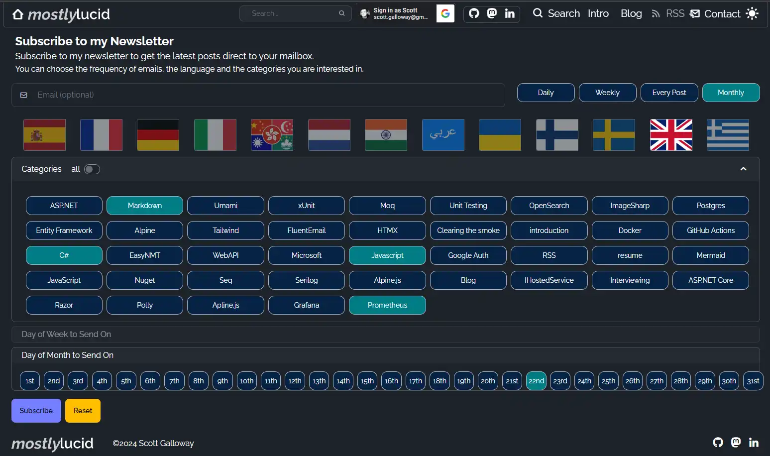 Subscription Page